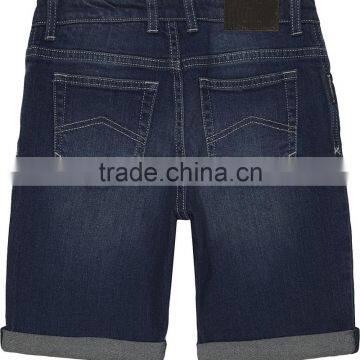 Custom Made Good Quality Dark Blue Higher Washed Denim Shorts photo-2