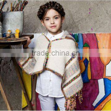 Fashionable Girl Knitting Poncho With Hat Sweater