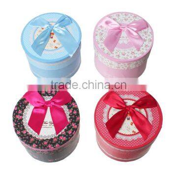 Paper Party Gift Boxes Round At Random Flower Pattern