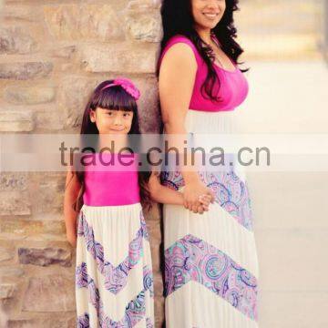 mommy and kids clothing sets white and purple long dresses