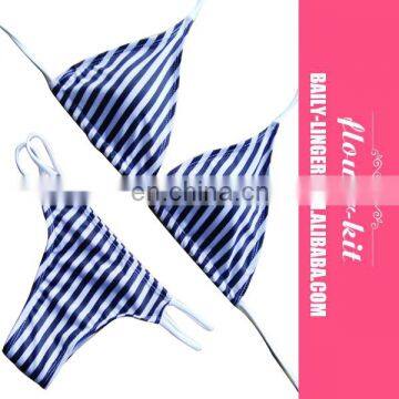 Brazilian Style 2 Piece Striped Bikini Set For Women