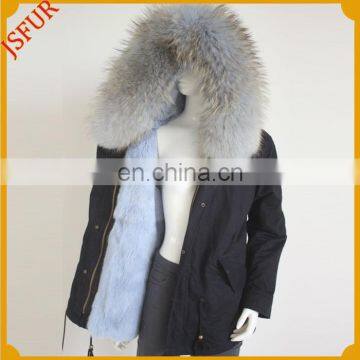 Women Jacket With Raccoon Fur Coat Hood Winter Parka For Girls