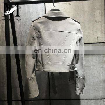 Wholesale Chinese Haining Genuine Leather Coat Woman Red Leather Jacket photo-4