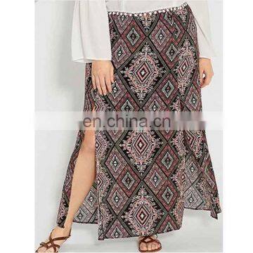 Wholesale fancy printed latest long skirt design 2017