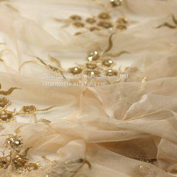 2017 Hot Sellng Polyester Beaded and Sequin Embroidered Lace Fabric for Women's Garments photo-2