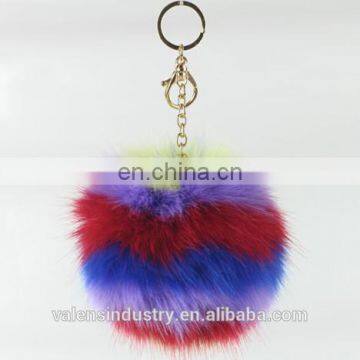 Wholesale Customized Colorsul fluffy faux fur pom poms ball Keychain pom pom ball Pendant for woman cellphone/handbag/hats/Car