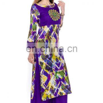 Indian Traditional Party Wear Embroidered 100% Viscose Woman Kurtis Exporter photo-5