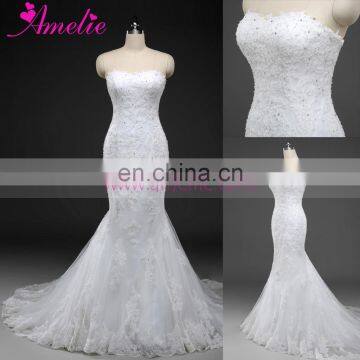 2016 Factory Wholesaler Heavily Crystal Beaded Lace Wedding Gown