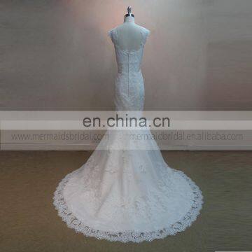 Terse Fish Cut Sweet Heart Cap Sleeve Lace Wedding Party Dress photo-3