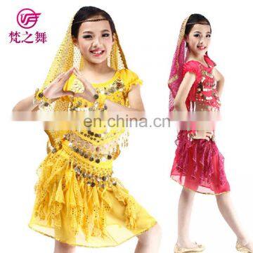 ET-137 120D chiffon S M L turkish children gold coins belly dance costume wear for sale