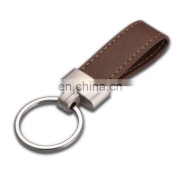 New Fashion Brown Leather Strap metal keychain