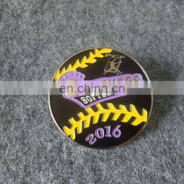 custom soft enamel softball logo lapel pin badge