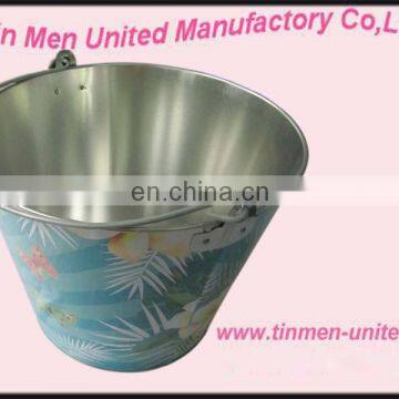 Fashion round ice tin bucket with handle
