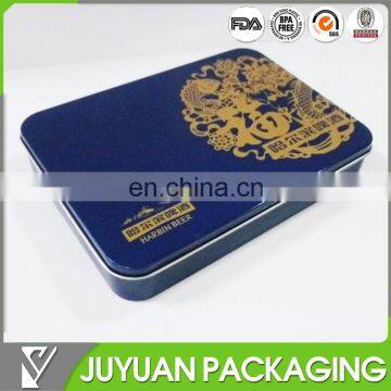 Flat rectangualr cake/biscuit gift packaging metal tin box container