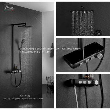 black colour metal case PPA water way thermostatic shower system