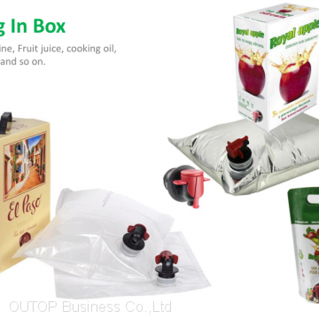 OUTOP Packaging Алюминиевая фольговая сумка в коробке для жидкостей, вина, масла, воды, сока, стирального средства с клапаном