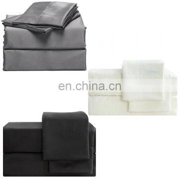 Cheap Black Solid Color Microfiber Queen King Size Comfort Bedroom Bedsheetbed Bed Sheet Set On Sale photo-3