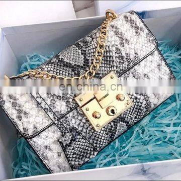 2020 Ladies PU Leather Shoulder Flap Bag Fashion Snake Skin Print Elegant Purse photo-3