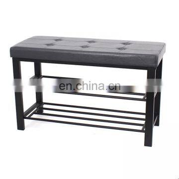Customized Modern PVC Leather Metal Shoe Rack for Living Room at Doorway Entrance Shoe Bench photo-4