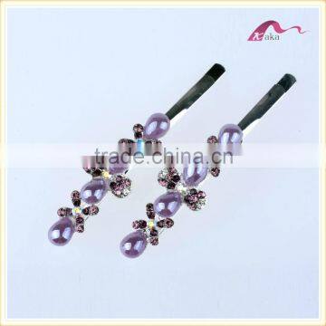 Charming Factory Price Multi Colors Elegant Hair Grips Metal Crystal Decorated Flower Shape Ceramic Beads Hair Clips For Girls photo-4