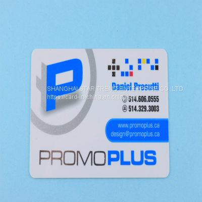 Plastic loyalty card with highlighted logo made by hot stamp gold or silver foil