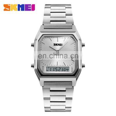 Bulk Wholesale Popular Skmei 1220 Stainless Steel Golden Wrist Watches Square Face Classic Digital Watch Men Women