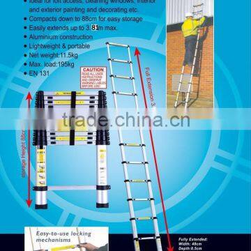 Telescopic ladder 3.8m(EN131/SGS,CE/EN131)(We also have 3.8m,3.2m,2.9m,2.6m,2.0m)