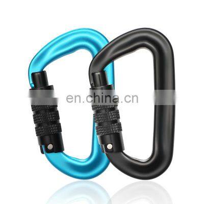 JRSGS Wholesale 12KN Outdoor Carabiner Customized Logo and Color D Shape Climbing Snap Hook Aluminum Carabiner Hooks S7801TN