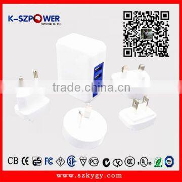 2016 G-series24W K- 054800 4 port usb travel charger 5V4.8A with CE UL