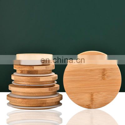 OEM Custom Logo Eco Friendly Natural Kitchen Food Borosilicate Storage Round Canisters With Airtight Bamboo Lid