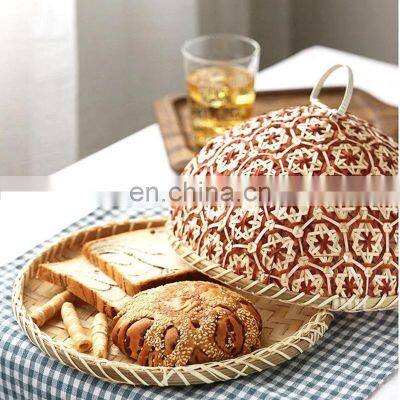 Hot Sale Bamboo food cover tray with dome mesh Supplier