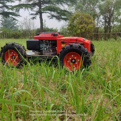 robot lawn mower for hills, China remote controlled grass cutter price, tracked robot mower for sale