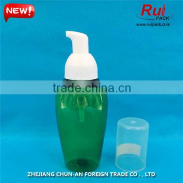 Green color PET plastic bottle with foam pump,foam soap bottle for cosmetic