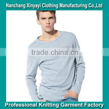 Men Long Sleeve Plain Gray T-Shirts 100%Cotton Single Jersey Fabric China Reasonable Factory Price Supply