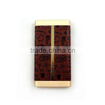 Cute slim high capacity leather power bank 10000mah