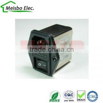 IEC320 115/250VAC electrical power fused emi filter with switch