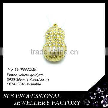 Fashion inlaying CZ arrounding 925 silver jewelry wholesale hip hop 14 gold peanut charms