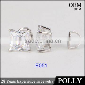 14KT Solid Gold Princess Cut AAAAA CZ Earrings Jewelry Manufacturers photo-4