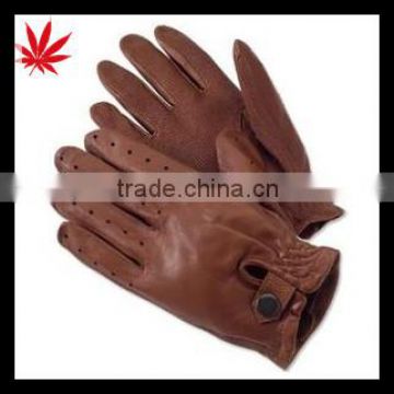 Men's brown cheap price leather driving hand gloves in China factory