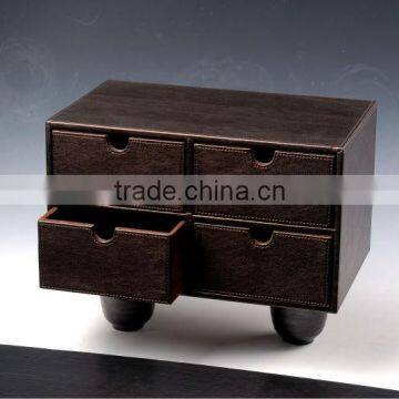 Faux Leather Desk Organiser With 4 Drawers for Stationery Holder Factory photo-2