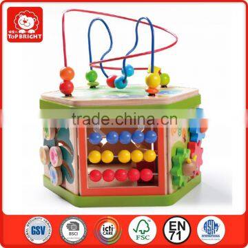 Top Bright EN 71 and ASTM Goge 7 in 1 activity Cube Wholesale Wooden educational toys for kids