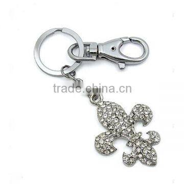 Fashion rhinestone fleur de lis keychain