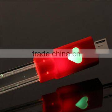 Hot sale red yellow led flashing light flat usb2.0 connector usb multi charger data cable for universal smart phones