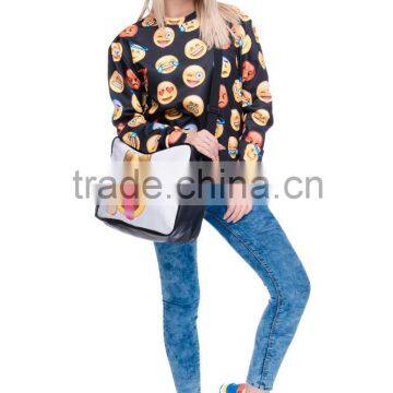 2016 Hot Fashion 3D Emoji Printing One Side Leather Courier Bags Shoulder Bag Message Bags photo-5