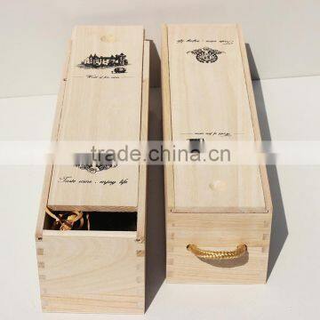 Wholesale single pine unfinished wooden wine bottle boxes