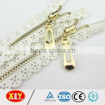 high quality gold teeth autolock slider metal lace zipper , dress zipper