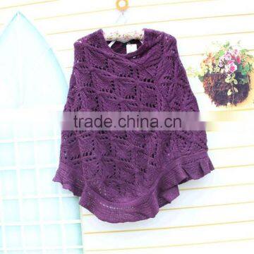 2015 Ladies' knitted poncho custom sweater knit fabric