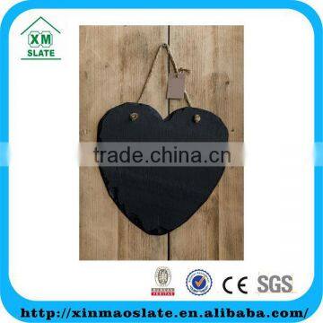 [factory direct] 30x30cm Natural Edge Heart Shape Hanging Slate Memo Board Item SJSB-3030HD2AY