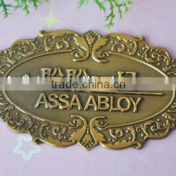 adhesive metal sign door brass nameplate, bronze name tag, name plate