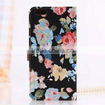 New Arrival Flower Printing Smart Leather Cover Case for iPhone 6